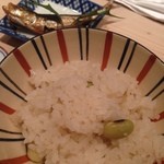 くろぎ - 青豆の炊き込みご飯はいわしといっしょに。