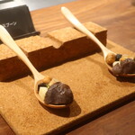 IZA - 砂肝コンフィとフォアグラのワンスプーン