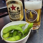 更科 - ビールを頼むと枝豆も！