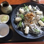 そば処みよし - あげ餅そば（冷たい）大盛り。