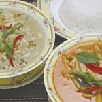 Chicken green curry or beef red curry set with rice