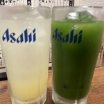 Tonkotsu Ramen Sakaba Fukunoken - 緑茶ハイ、レモンサワー