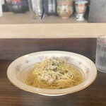 Shiro noren - ふきのとうとお魚ラグーのスパゲッティーニ