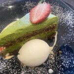 Restaurant Potager - 抹茶ケーキに酒粕アイス