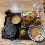 いしや食堂 - 唐揚げ定食（うどん）