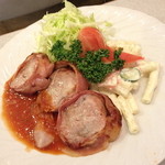 キッチンふるはし - ポークヒレベーコン巻き（１，０００円）これにライス・味噌汁・漬物が付きます。２０１４年２月