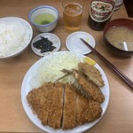 Tonkatsu Yamabe - ロースかつ定食+あじフライ、わさび昆布