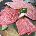 焼肉もとやま - ササミ、いちぼ、ともさんかく？だっけかのセット