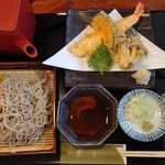 手打ちそばうどん 葉月 - 天麩羅せいろ蕎麦、蕎麦湯も最初からついてました