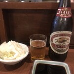 串かつラブリー - 瓶ビール660円 キャベツお通し100円
