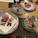 ホテルゆ華 - 料理写真:夕飯の前菜と刺身