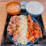 Kotobuki Shiyokudou - 2種のブタカラ定食 ¥1,500(税込)