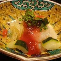 日本料理 つるま - 水茄子帆立梅ジュレ