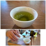 Takamiya Teien Saryou - かぶせ茶（1煎目）・・冷水で丁寧に淹れられ、甘みを感じます。冷茶って美味しいですよね。^^