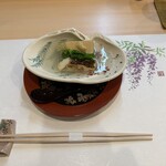 日本料理 桜藍 - 先付け(焼き鯛､蓬豆腐､筍の餡かけ)