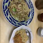 山庄 - 皿うどんCセット(半チャーハン、鶏天)