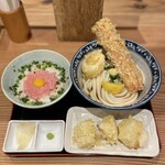 Namba Sennichi Mae Kamatake Udon - ちく天セット　トッピング揚げ餅