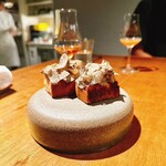 ドンブラボー - サマートリュフのブルスケッタ＆鶏レバーパテ（自家製照り焼きソース）