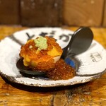 Tachinomi Todaka - 雲丹オンザ煮卵 いくら乗せ