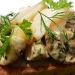 カンテサンス - マッシュルームと貝柱のパンケーキ