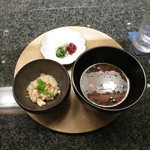 六雁 - 帆立御飯　岩海苔の赤出汁　香物