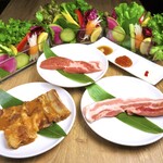 yasaimakiyakinikutotakkammarisaezuri - やさい巻き焼肉　国産豚肉のサムギョプサルセット