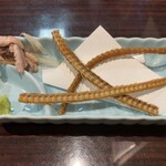 うなぎ 魚政 - 骨せんべい＆肝わさ