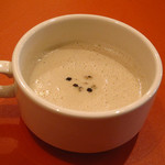 煉瓦 - ポークステーキセット　\1450　きのこのスープ