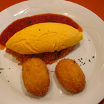 煉瓦 - オムライスとカニクリームコロッケ