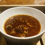 HAGI - ⑥【アカヤマドリタケ、卵】
       ★ フラン（洋風茶碗蒸し）、和製ポルチーニ茸のソース