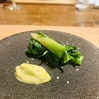 HAGI - ①【甘草】
                     ★ 甘草のお浸し、オランデーズソース、岩塩