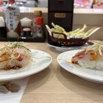 回転寿司 力丸 - 桜鯛３種盛り　左はシャリコマ