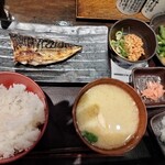 Shimpachi Shokudou - 朝鯖文化干し定食（いんげん胡麻和えと納豆）