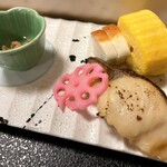 白良荘グランドホテル - [焼物] 銀ひらす 出し巻き卵 小角蒲鉾 熊野牛肉味噌