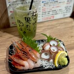 みなと 刺身専門店 2号店 - 甘えび、タコのQばん