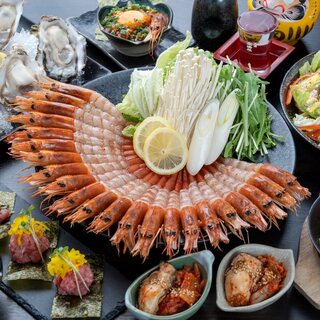 適合聚會◎蝦和牡蛎菜餚的套餐4,980日圓～