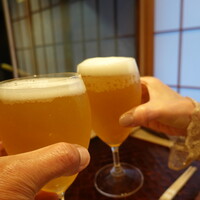 日本料理 かしづき - 最初はビールでかんぱ～い♪