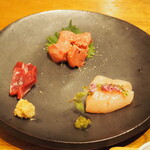 焼鶏だんな - 鶏刺三種盛り