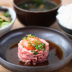 Raw Japanese black beef yukhoe