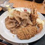 好成軒 - 特選エビフライ、ひれかつ、肉しょうが焼き 盛り合せ定食　1,850円