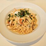 PIZZERIA 32 - 「博多ふくや明太子と魚介のスパゲッティ イクラを添えて」　推しの溶岩パスタも気になりましたが…食べきれる自信がなかったです(笑)