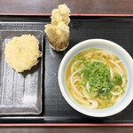 たぬき屋 - かけうどん並・天ぷら（ごぼう・たけのこ）