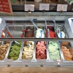 HANA TABA - ジェラート類の並ぶ冷凍ショーケース