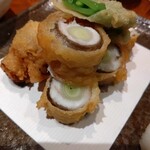 びんびや - ネギを穴子で巻いた天ぷら。今日は何回唸る？