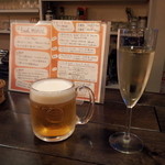 京都ダイナー - 生ビール５５０円・生樽スパーク５３０円