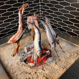 We offer "primitive grilled" fish, allowing you to experience the natural flavor of the fish.