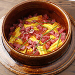 Hida beef, corn and fermented butter rice Kamameshi (rice cooked in a pot)