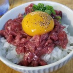 塩そば専門店 桑ばら - 秋刀魚香油の塩と馬刺しユッケ丼の定食