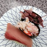 Kaiten Toyama Zushi - 京王限定販売 富山湾三種(ぶり・ゆでほたるいか・蟹ばら身) 500円、各日50皿販売予定になります