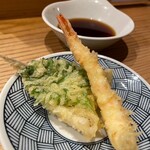 天ぷら専門 イチバン - キスと大葉、えび